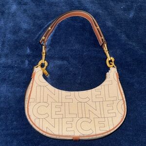 Celine Cream and Brown Shoulder Bag